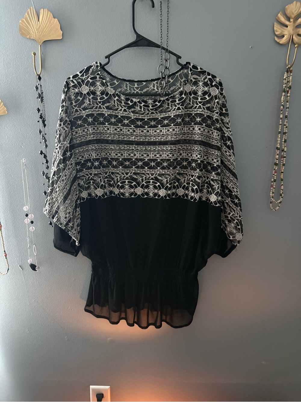 Alfani Black and White Patterned Tunic Top